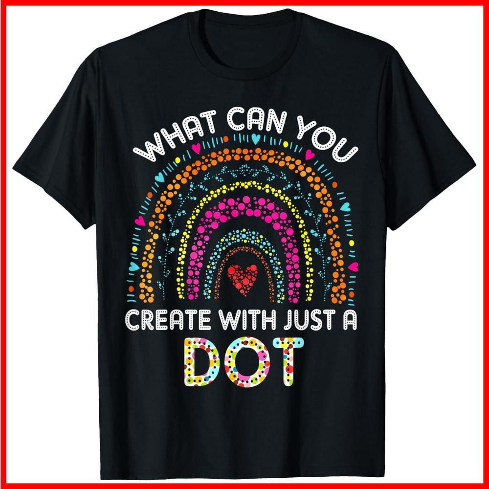 Rainbow Happy Dot Day Black Cotton T-Shirt Unisex T-Shirt XXXL