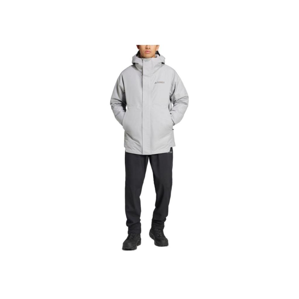 Adidas Xploric Series 3-In-1 Inner Jacket Outdoor Windproof Waterproof Down Insulation Men Jacket Gray IX7936