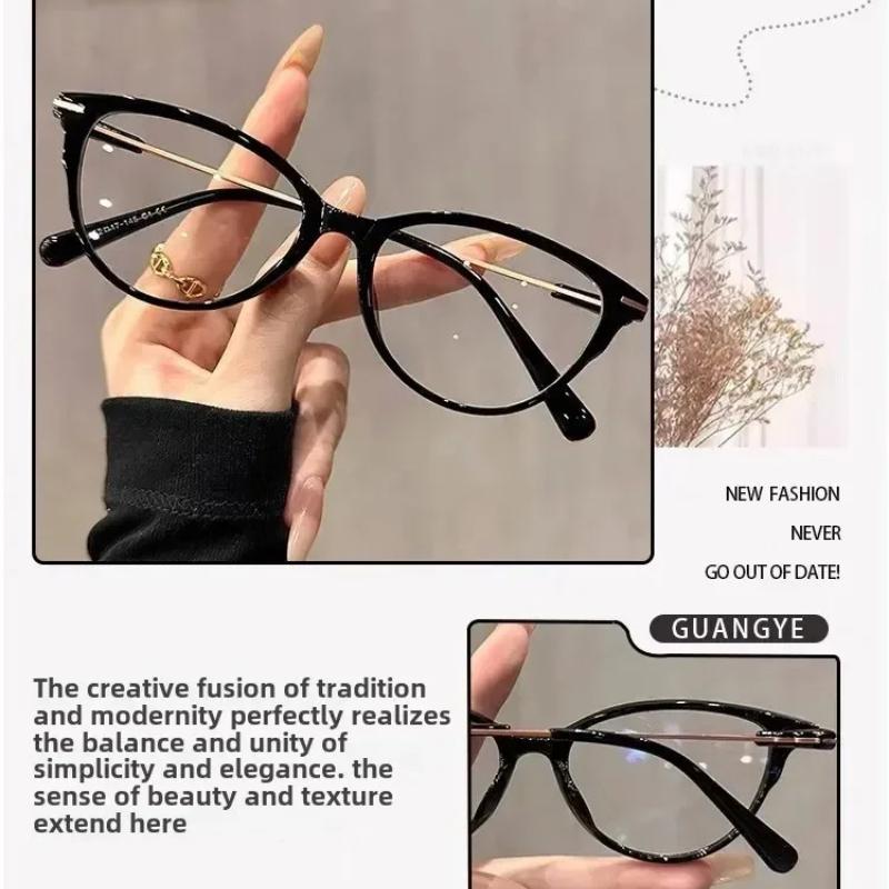 Women Anti Blue Light Cat Eye Metal Frame Glasses Fashion Men Glasses