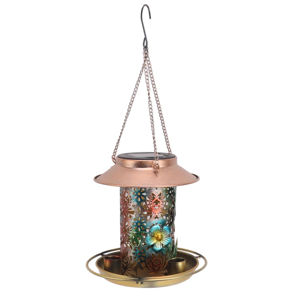 Solar Bird Feeder for Outdoors Hanging Exquisite Hollow Pattern Waterproof Retro Outside Wild Bird Feeders for Bird