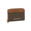 Michael Kors Jet Set Travel Logo Zipper Closure Coated Canvas Card Holder Wallet Regular Women's Brown
