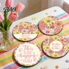 Rabbit Pattern Mug Pads 4PCS Easter Flower Coasters Set, Thick Cork Base Non-Slip Heat Resistant Drink Kitchen Countertop Protection Coasters, Floral