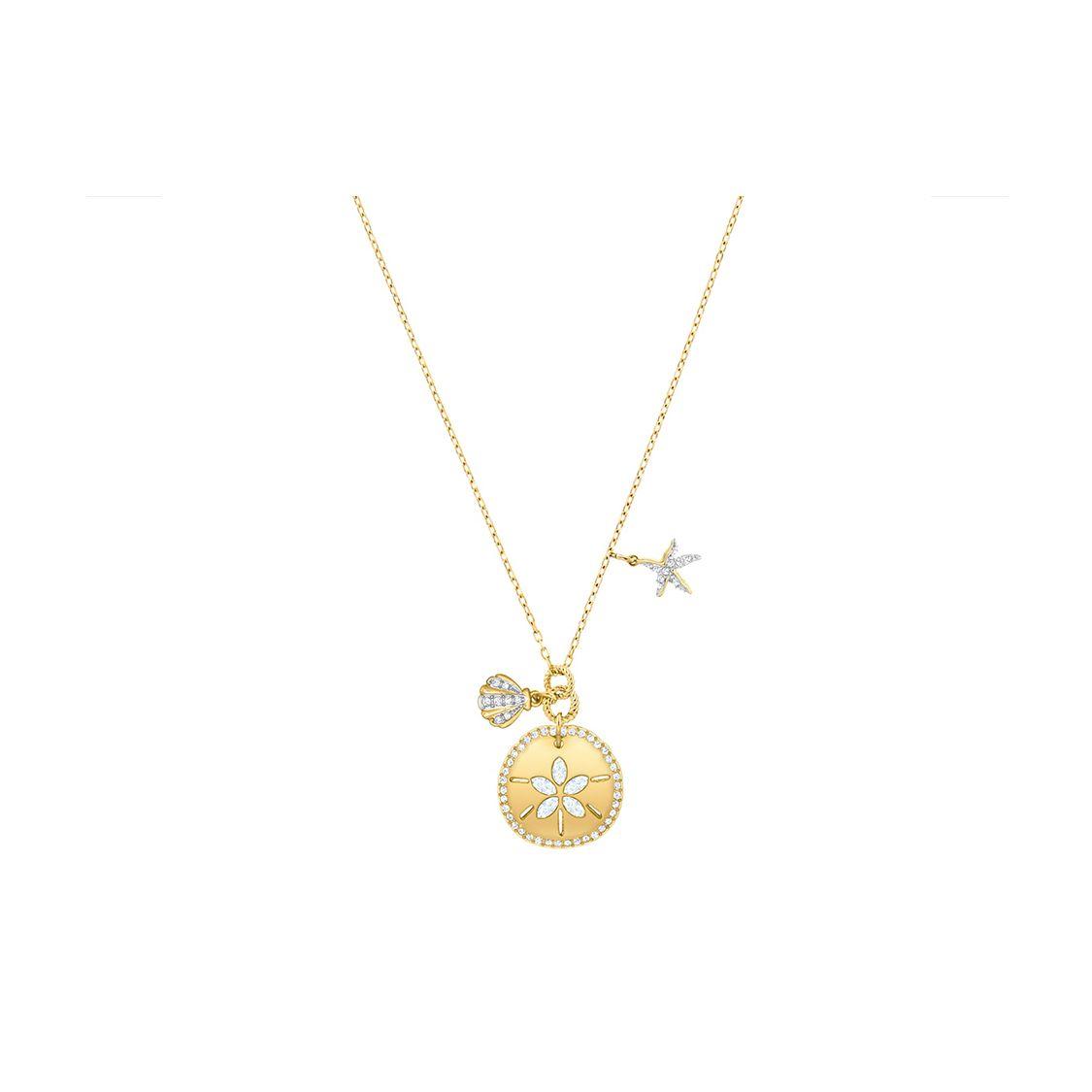

Swarovski Ocean Sand Dollar Gold Plated Necklace Women necklace 5462580 Box (Random Color)