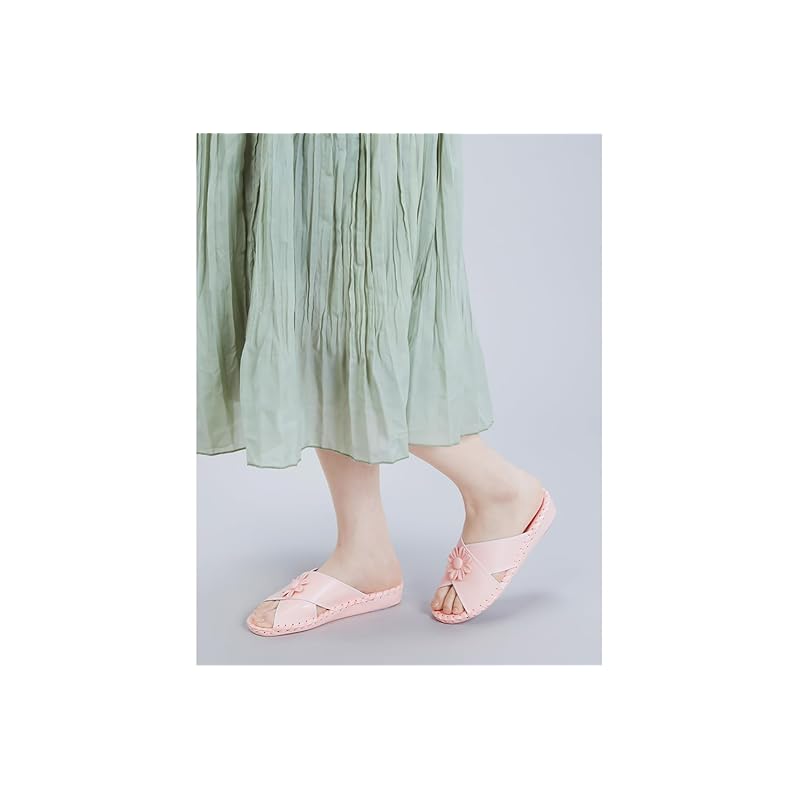 Pansy 9370J Pansy Room Shoes, Made in Japan, Women's, Hand-Knitted Footbed, LL, Rose