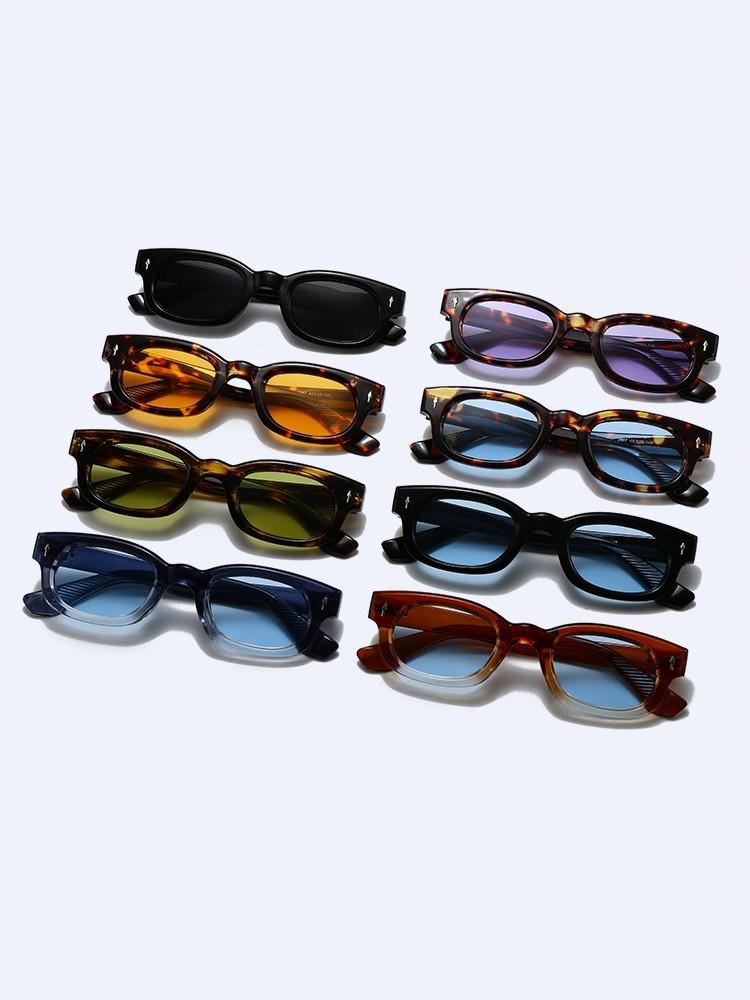 Rivet Rectangular Sun Glasses Glasses Men Ladies Driving Sun Eyeglasses Classic Square Ladies Trendy Eyewear UV400