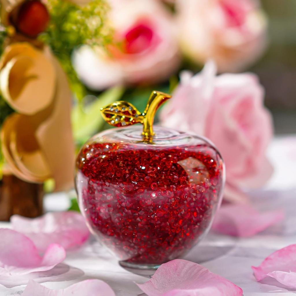 Colorful Crystal Craft Apple Statue Glitter Glass Crystal Home Decor Christmas Eve Ornaments Gift Christmas Eve Ornaments Home