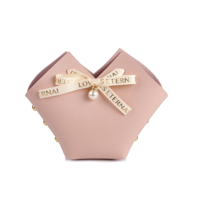 10/20PCS Leather Gift Bags Bow Ribbon Packaging Bag Wedding Favour Distributions Bags Christmas Candy Packaging Box Mini Handbag