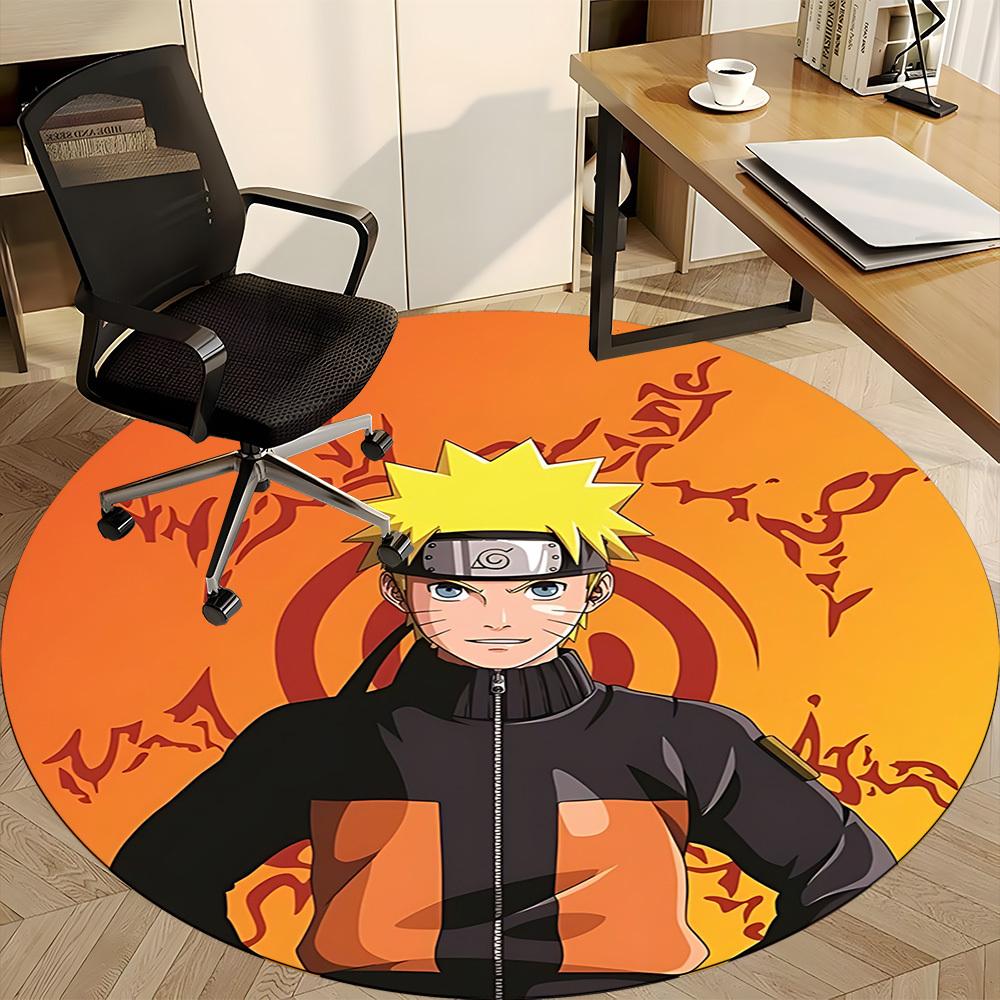 1 szt. Okrągły dywanik biurowy Naruto, Antypoślizgowy, Miękki i wytrzymały dywanik biurowy do dekoracji wnętrz, Idealny do biura, Piękna dekoracja