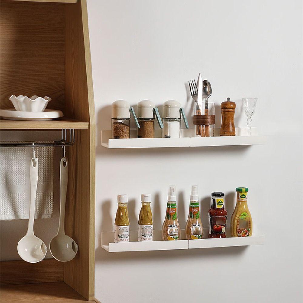 White Storage Rack Wall Mount Shampoo Holder Durable Bathroom Shelf Toilet