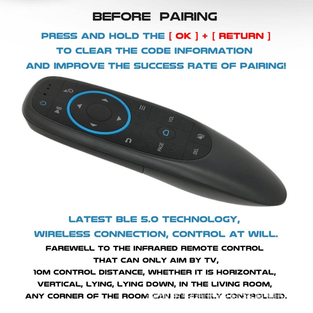 Wireless Remote Replacement for G10BTS Bluetooth RF Wireless Mouse Compatible with Infrared for TV Boxes and PCs Control, Remote, Learning, (G10BTS)
