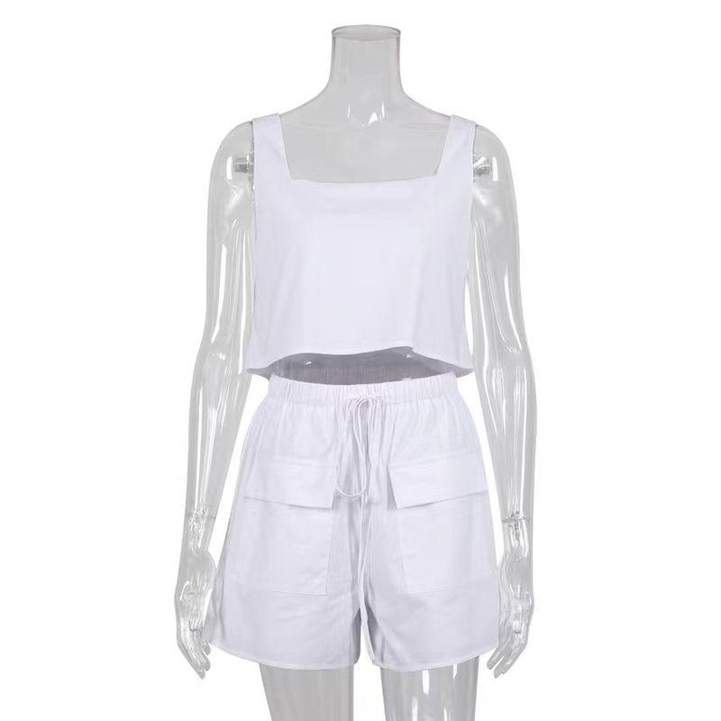 

New New Arrival Fashion Wind Casual Fashion Set Cropped Tank Top Shorts Two-piece Set Vest Shorts Set White M