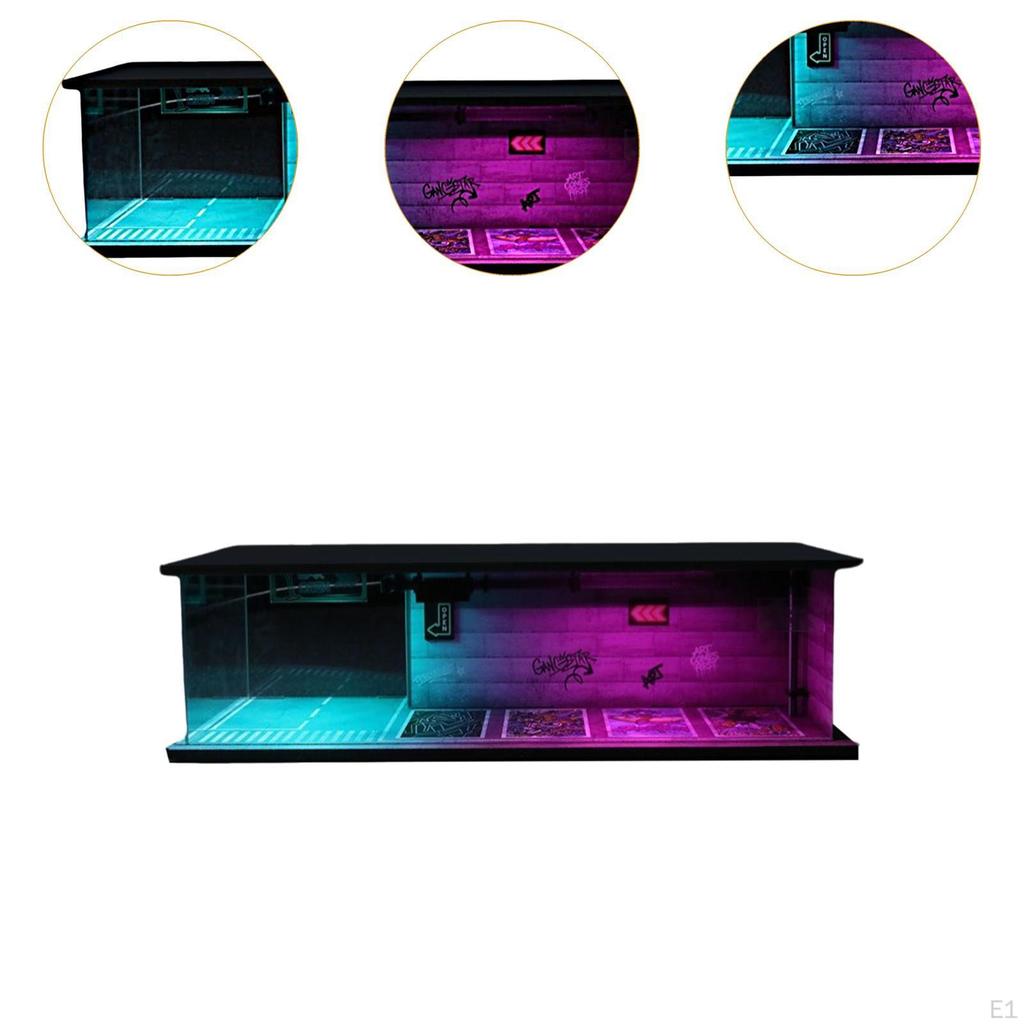 1/64 Car Garage Model Display Case with Light Cover Showcase Scene DIY Parking for