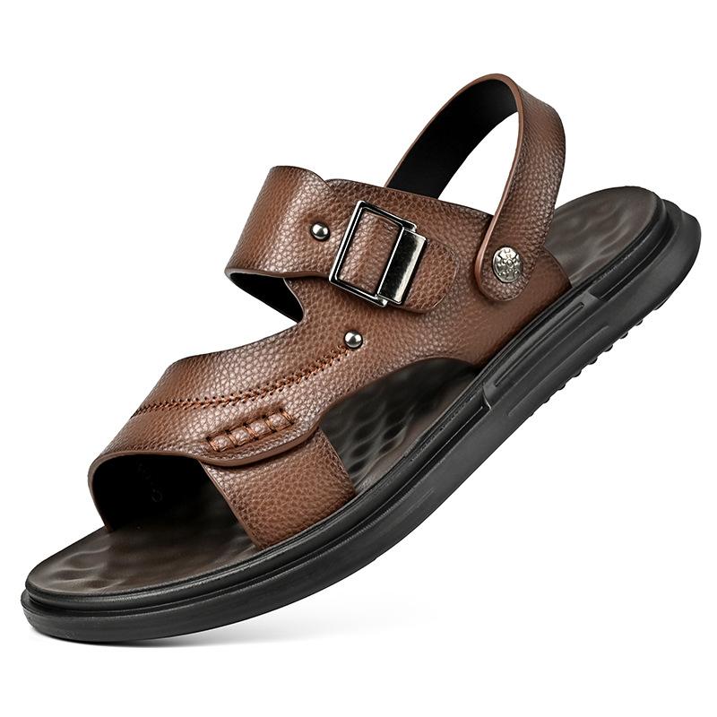 

Straight shoes sandals men s soft leather men s leather sandals wearing middle-aged shoes beach shoes men s sandals 44