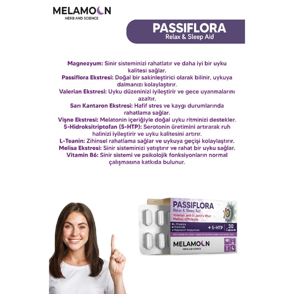 Passiflora, gestärkt mit Magnesium und 5-HTP, 30 Kapseln, um Stress und Schlaf zu lindern