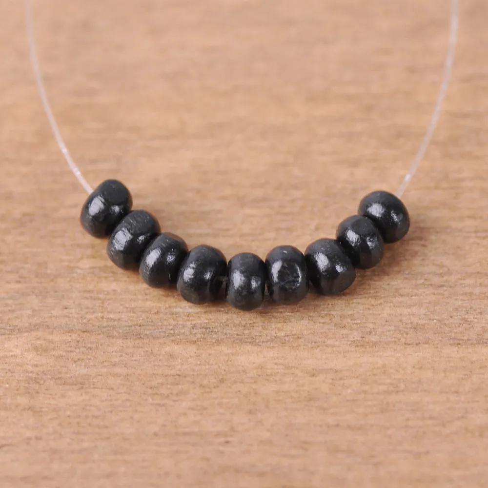1000pcs Round 4mm Plated Coated Color Natural Wood Small Loose Spacer Beads for DIY Crafts Woodcraft Jewelry Making Accessories