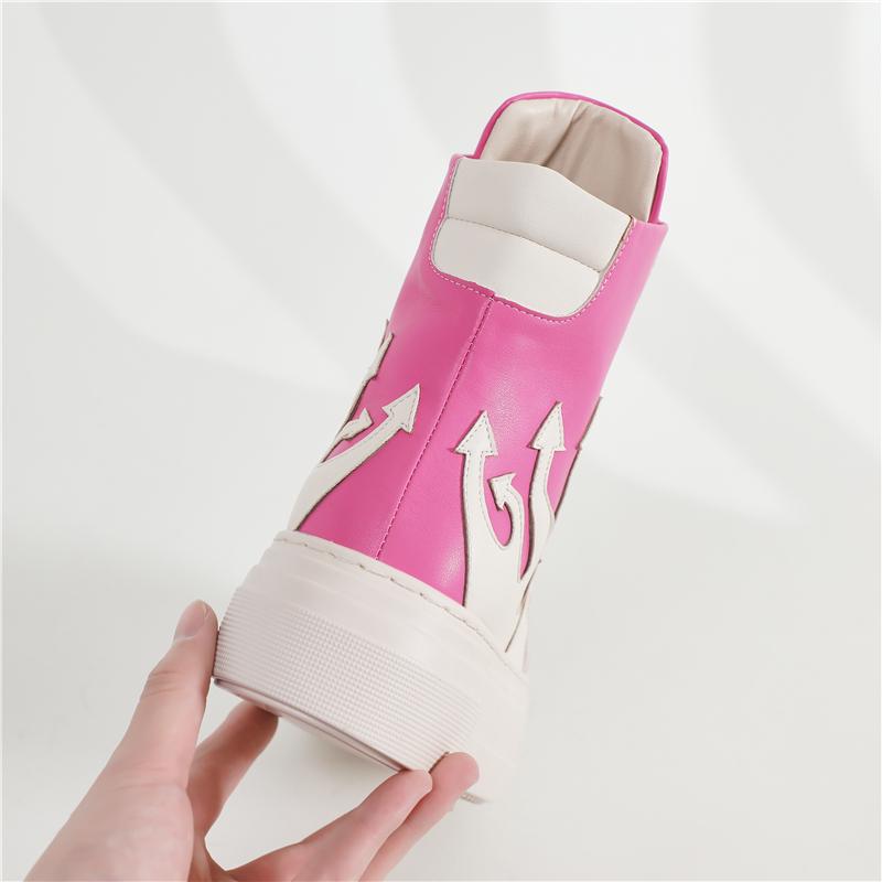 Concise Platform Thick Bottom Unisex Shoes All Match Mixed Color Increase Sport Shoes Runway Sneakers Large Size Casual Trainers