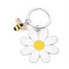 Daisy Bee Stainless Steel Keychain - Flower Pendant for Bag or Car Key Decoration