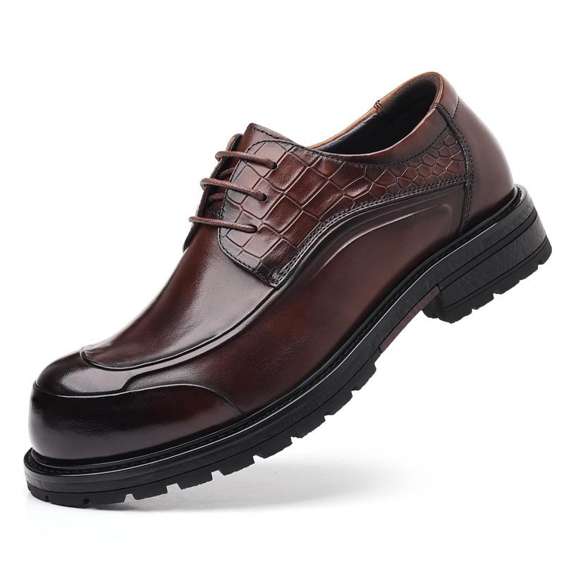 Luxury Genuine Leather Mens Business Dress Shoes Black Lace-Up Oxfords Office Wedding Party Formal Shoes for Men