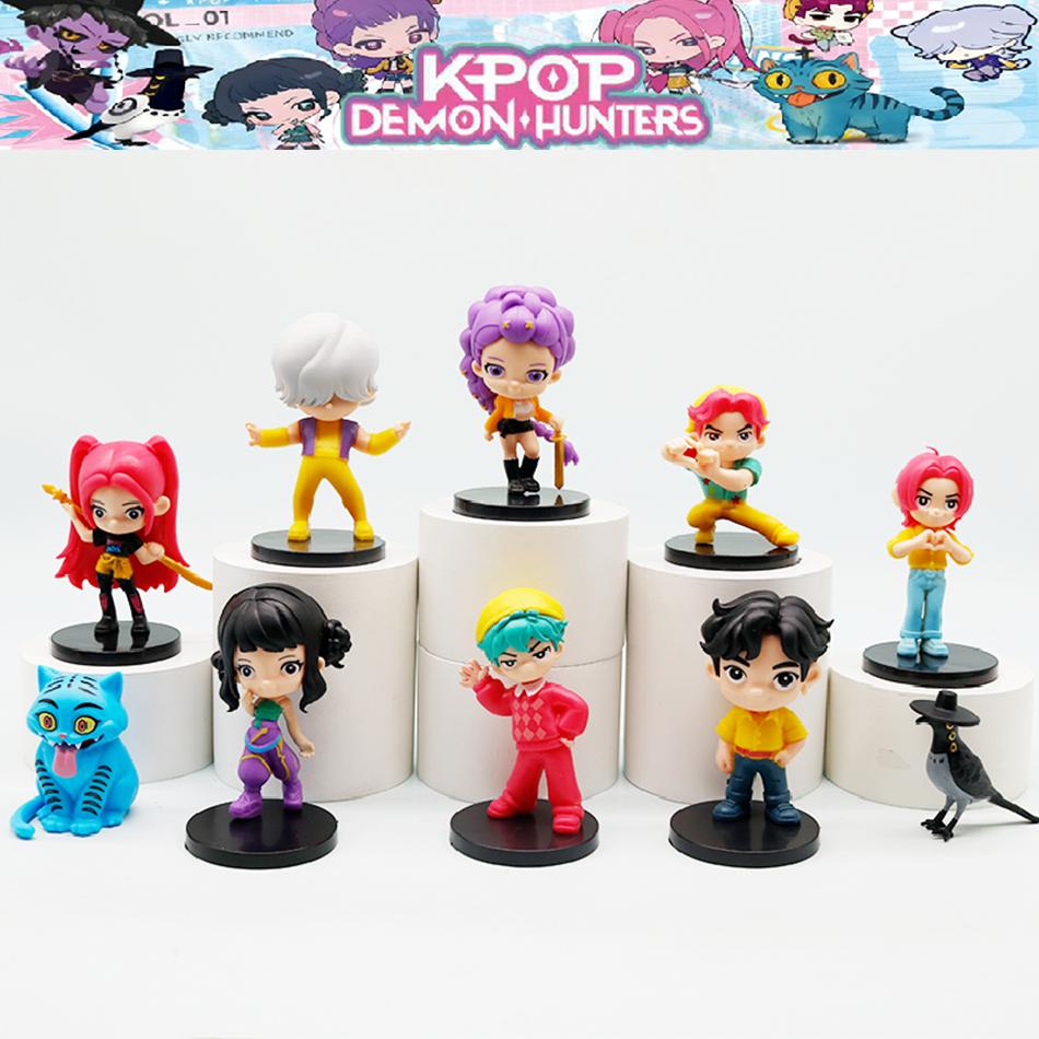 10pcs/set Kpop Demon Hunters Figure K Pop Demon Hunters Figures Toy Derpys Tiger Rumi Mira Zoey Sussy Figurine Ornament Toy Gift