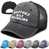 “Support Day Drinking” Print Mesh Cap Unisex Adjustable Trucker Hat Gorra Hombre Washed Retro Unisex Snapback Baseball Hat