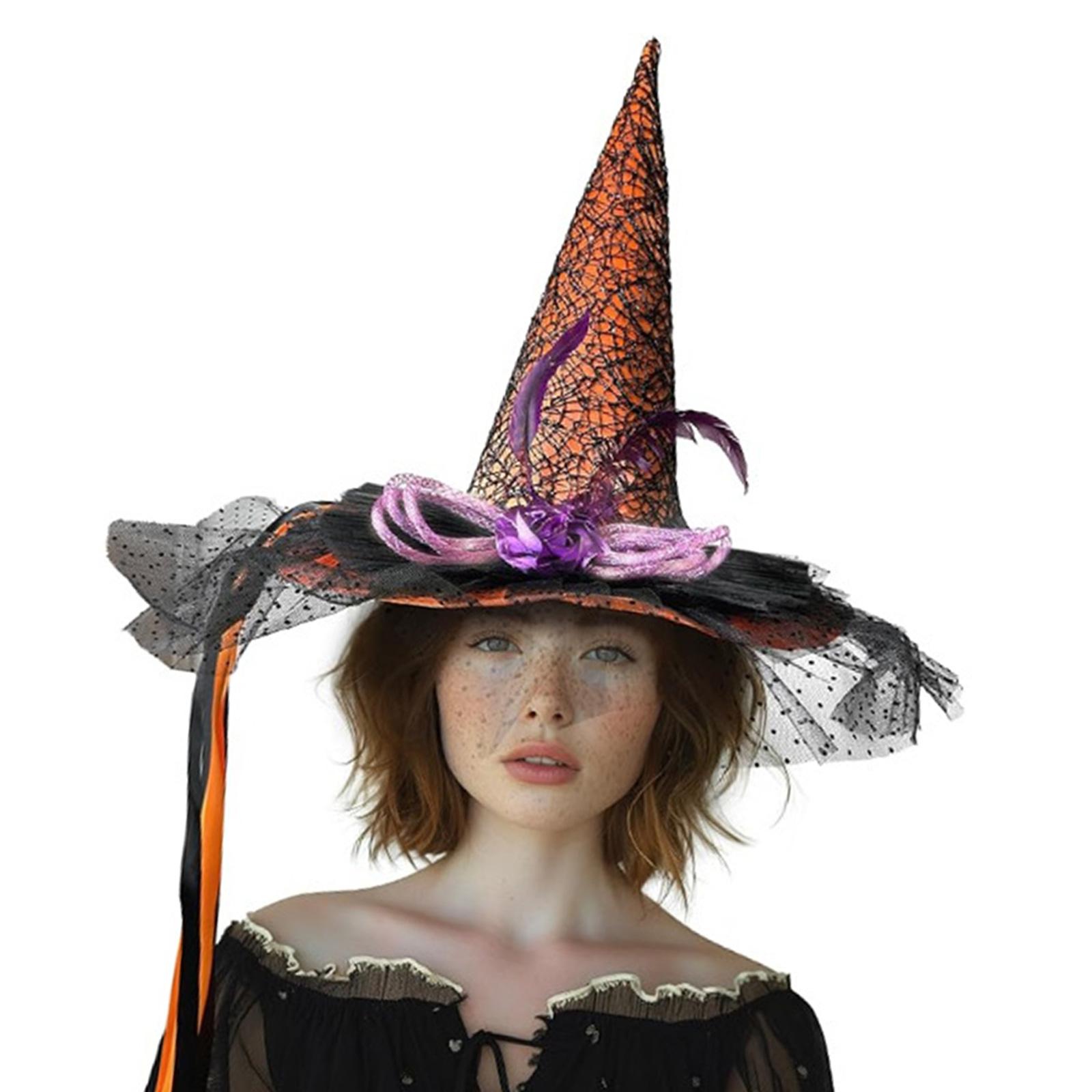 Halloween Wizard Hat Large Witches Witch Hat Led Light Up Witch Caps Fashion Pointed Hat Halloween Cosplay Costume