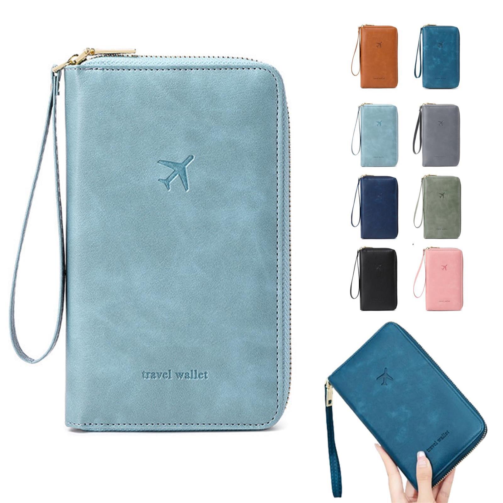 

Держатель для паспорта, Многофункциональный кошелек для паспорта, Дорожный кошелек для мужчин и женщин, Сумка для хранения ID-карт, Защитная обложка для дорожного кошелька One Size небесно-голубой