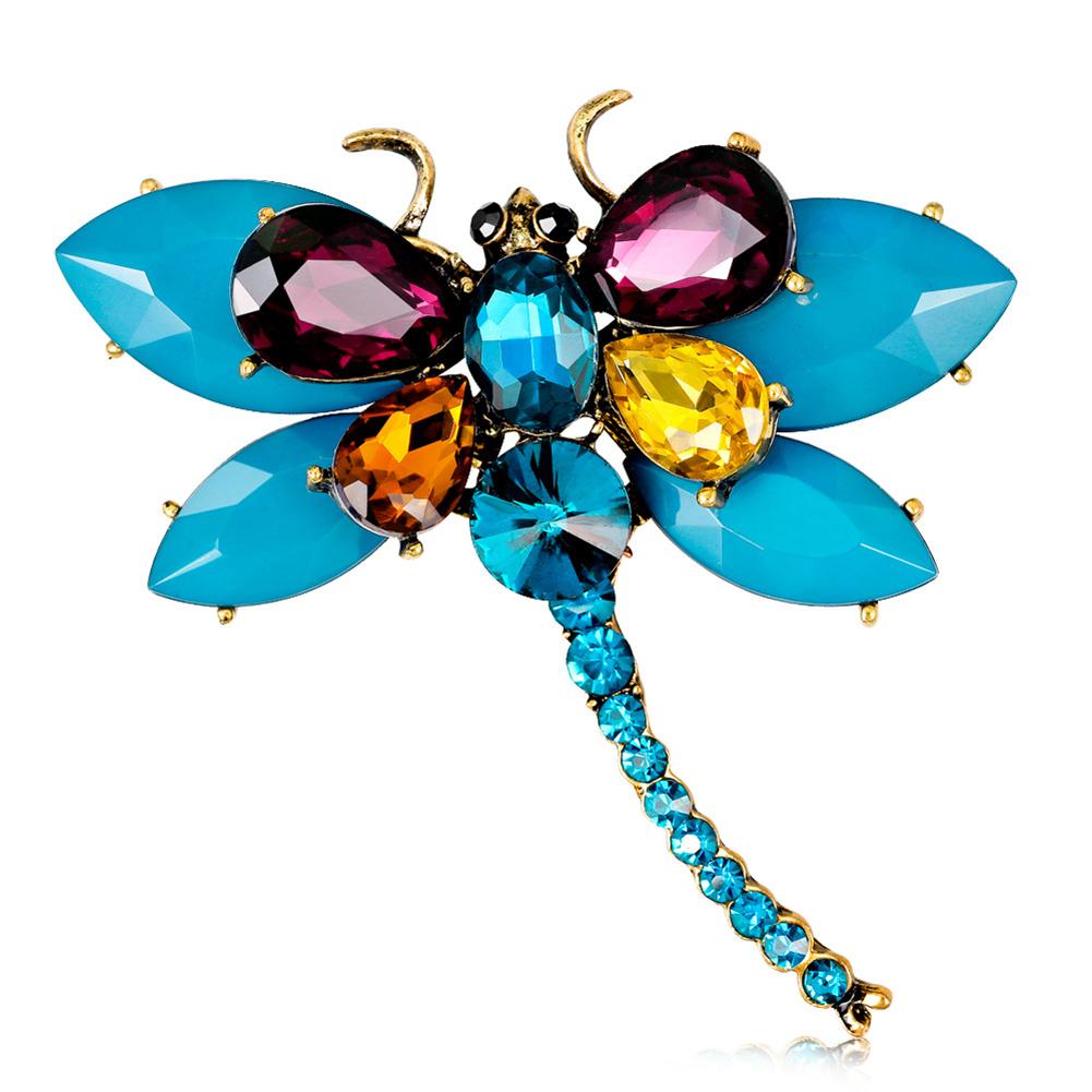Women Vivid Delicate Dragonfly Design Diamond Brooch Perfect Wear Decoration