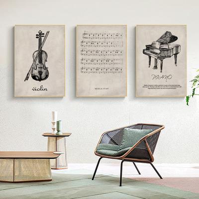 Retro Violin Piano Sheet Music Nordic Posters And Prints Canvas Painting Wall Art Pictures For Living Room Home Decor