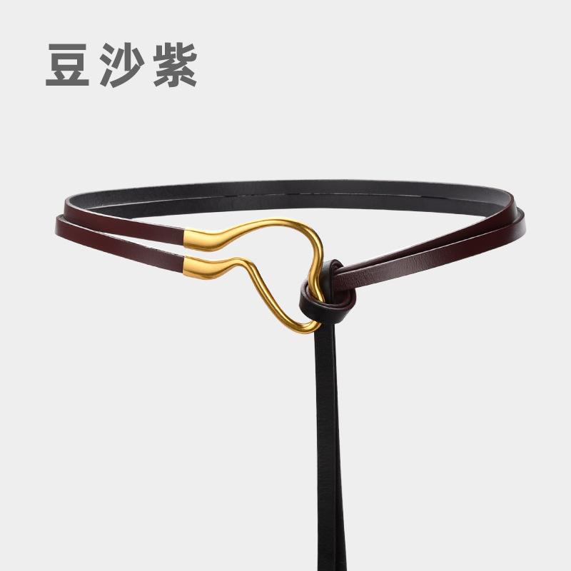 Belt Leather Women'S Simple Thin Belt Women'S Suit Dress Knotted Fashion Belt