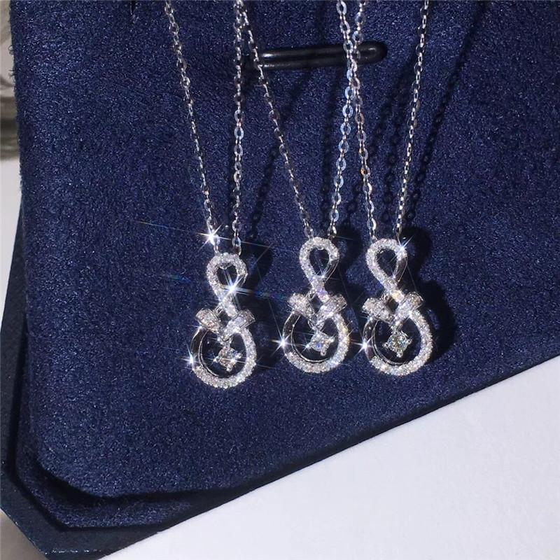 New Simple and Elegant Design Women Necklace Wedding Ceremony Party Bridal Pendant Necklaces Silver Color Trendy Jewelry Bulk