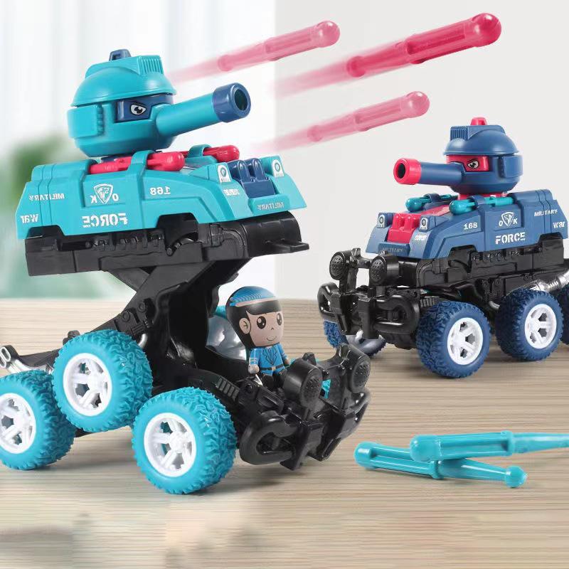 1 Piece Gift For Boys Girls Collision Deformation Can Launch Tank Simulation Walking Six-Wheel Inertial Off-Road Vehicle Model