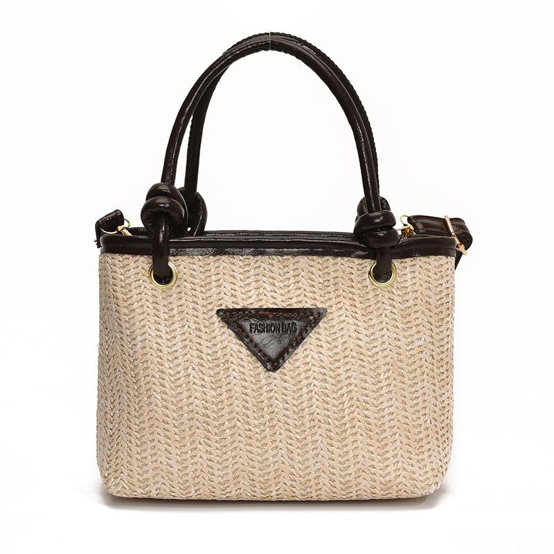 This Year's Popular Summer Beach Straw Bag Women's 2025 New Simple and Fashionable Versatile Portable Shoulder Bucket Bag
