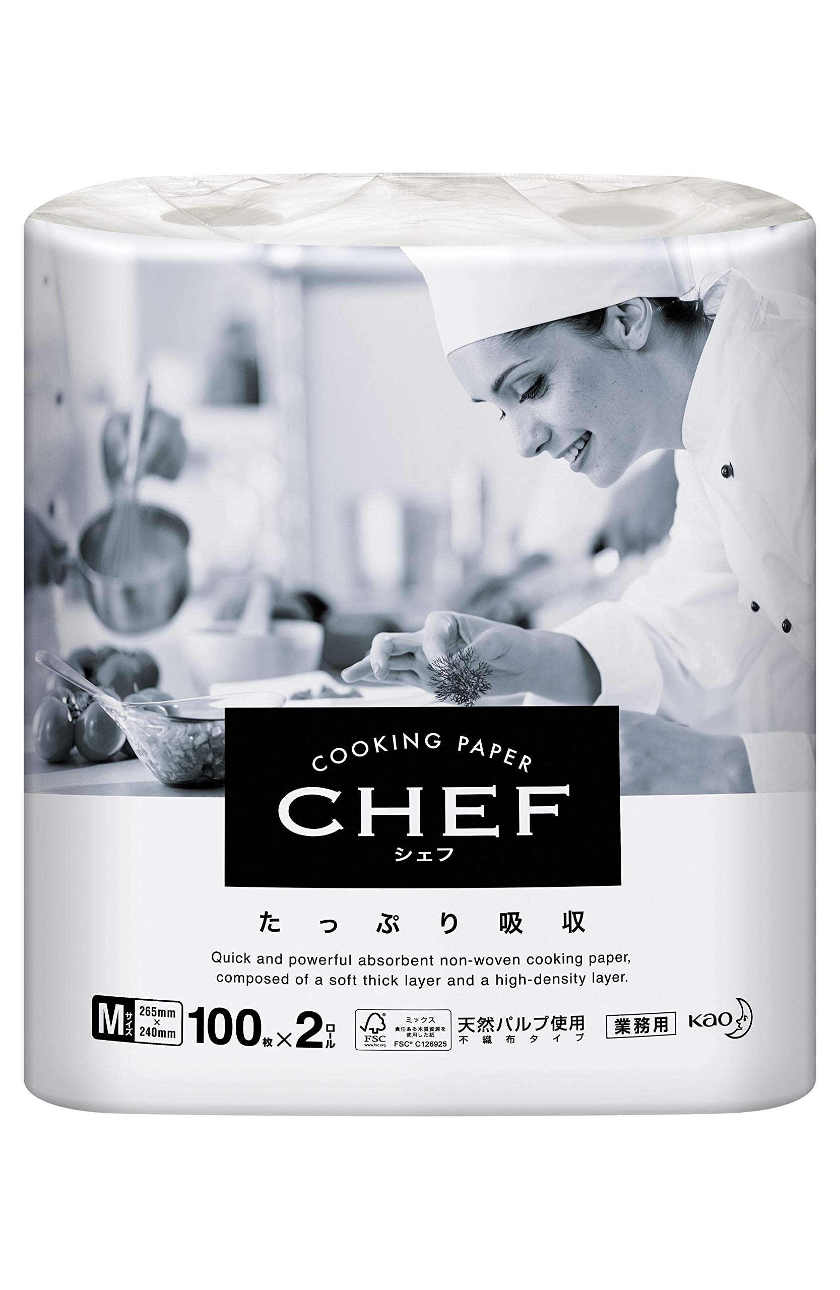 

Kao Professional Series Cooking Chef Kitchen Полное впитывание 100 листов x 2 рулона Professional [Коммерческая бумага] Бумага, M, белая, (Серия Као)