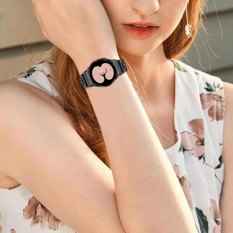 For Samsung Galaxy Watch4 Active 40mm/44mm/Watch4 Classic 42mm/46mm Stainless Steel Replacement Band 7 Beads Watch Bracelet Strap