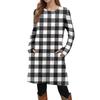 Women's Fashion Casual Long SleeveTunic Dress With Pockets Side Button Dress