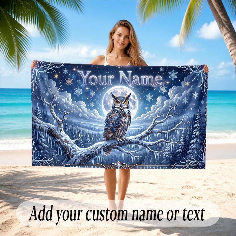 Christmas Winter Theme Soft Beach Towel Personalized Custom Name Text Towel Portable for Beach Pool Travel