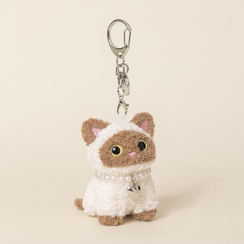 1 Pièce 8cm Kawaii Peluche Chat Noir Chat Siamois Chat Allemand Peluches Super Mignonnes Poupées Chaton Décoration de Sac Cadeau pour Enfants