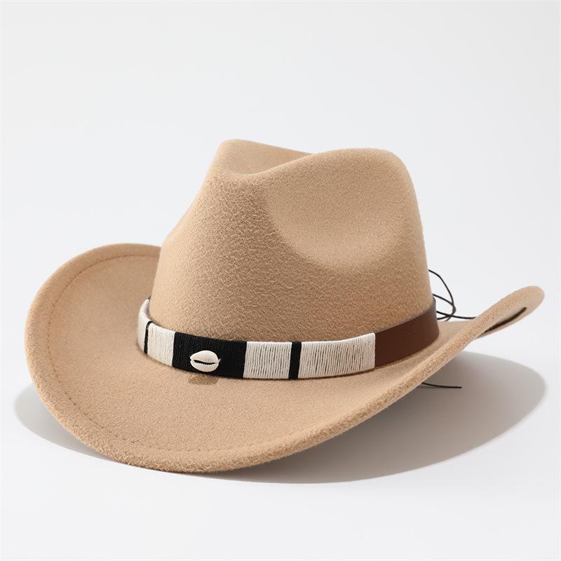 European and American retro fashion hats Western cowboy hats Fashion versatile woolen jazz hats Big brim etiquette felt hats