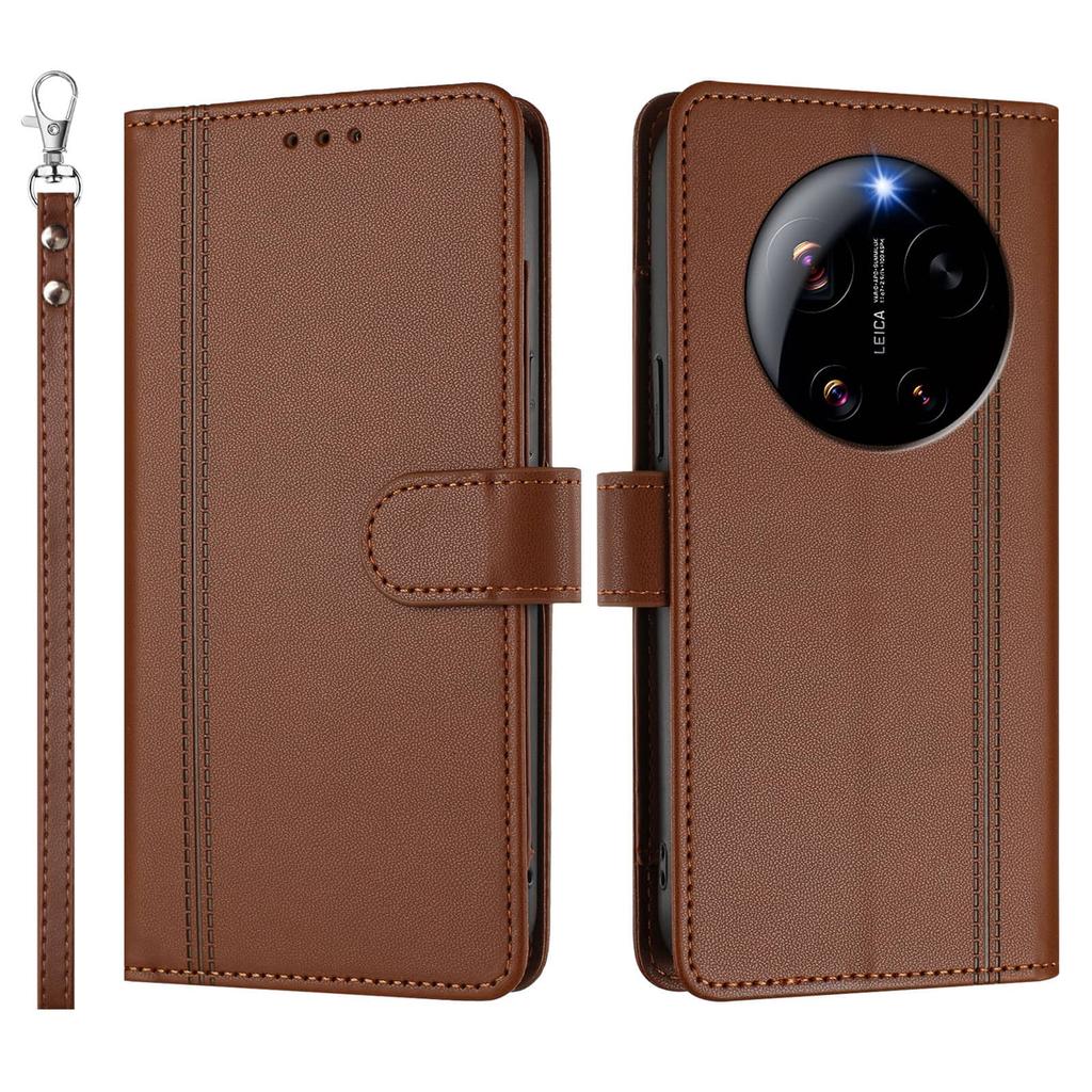 Slim Flip Wallet Case for Xiaomi 17 15 14 Ultra 17 Pro Max 17T 15T 14T Pro Magnetic Clasp Kickstand Shockproof Protection Cover