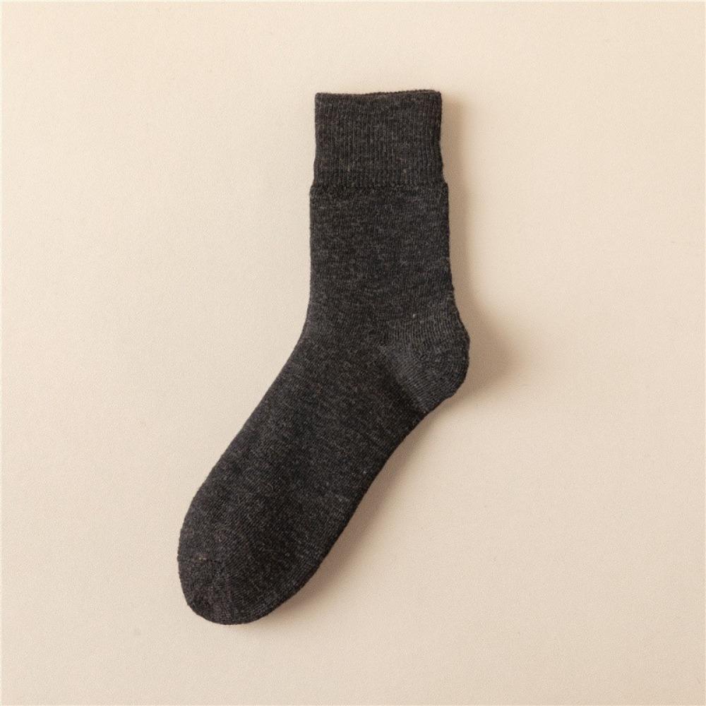 Solid Color Winter Warm Socks Thick Thermal Boot Socks Cozy Socks Wool Socks  Outdoor темно серый