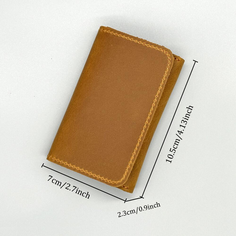 Short Crazy Horse Card Holder Bag Men's and Women's Business Card Holder Retro Leather Wallet Clip
