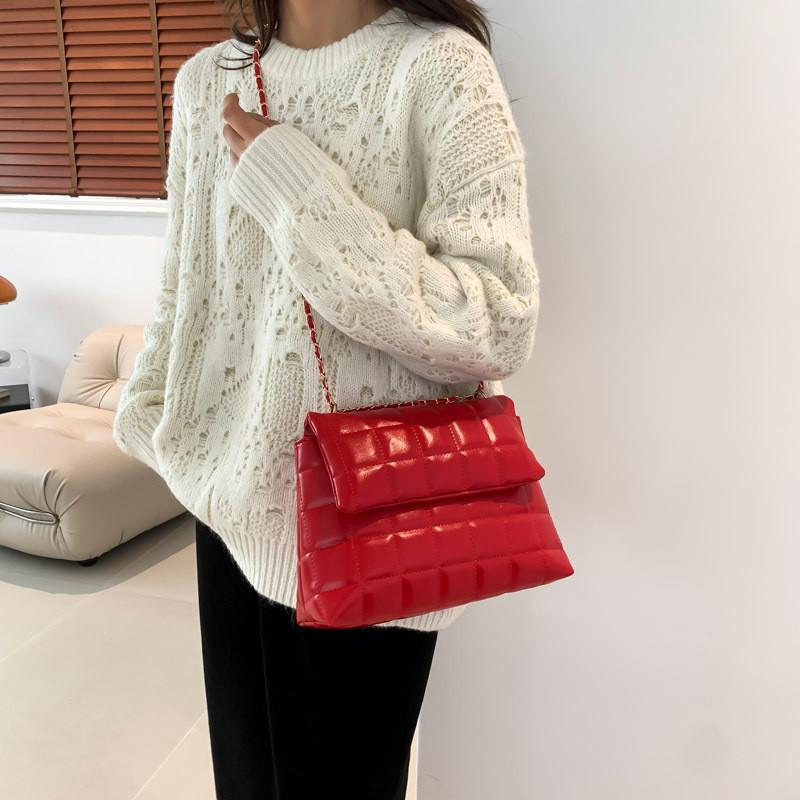 Elegant Pu Quilted Crossbody Bag For Women Stylish Chain Shoulder Bag Trendy