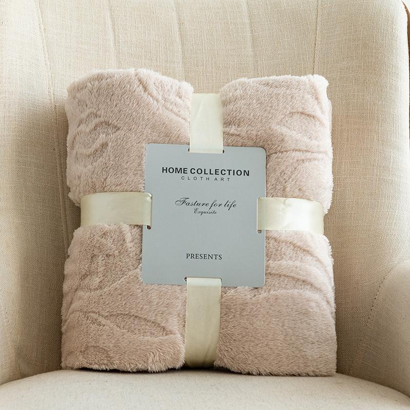 Cozy Taffeta Fleece Blanket Thick Jacquard Throw for Home Office Gift 150X200CM хаки