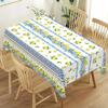 1pc Rectangular Tablecloth White Blue Yellow Lemon Print Table Cover For Kitchen Dining Room Decorative Dustproof Oilproof