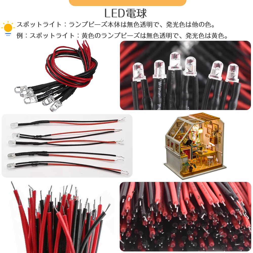 Pack of 20 5mm F5 LED Chip with and Resistor for Diorama Universal DIY Train Building Color Model Advertising Digital and More Yellow Bulbs, Compact,