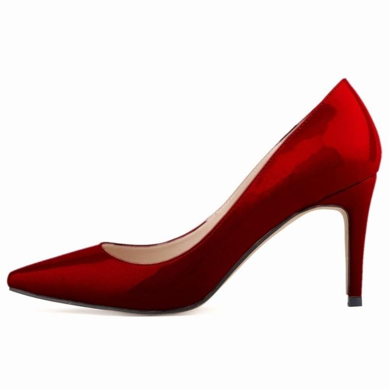 Sexy High Heels Woman Pumps 8 CM Fashion Pointed  Heel Women Shoes Elegant Black Red Job Wedding Pump Plus Size