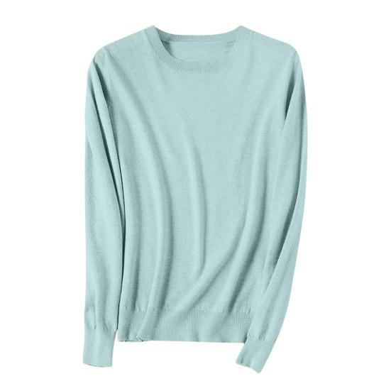 Women Sweater Round Neck Long Sleeve Ribbed Trim Knitting Tops Solid Color Warm Pullover Tops Knitwear