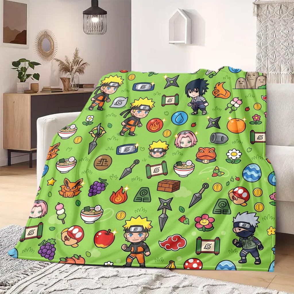 Naruto Flannel Blanket Trendy Print Fit For Bed Sofa Bedroom Chair Picnic Travel -HE5
