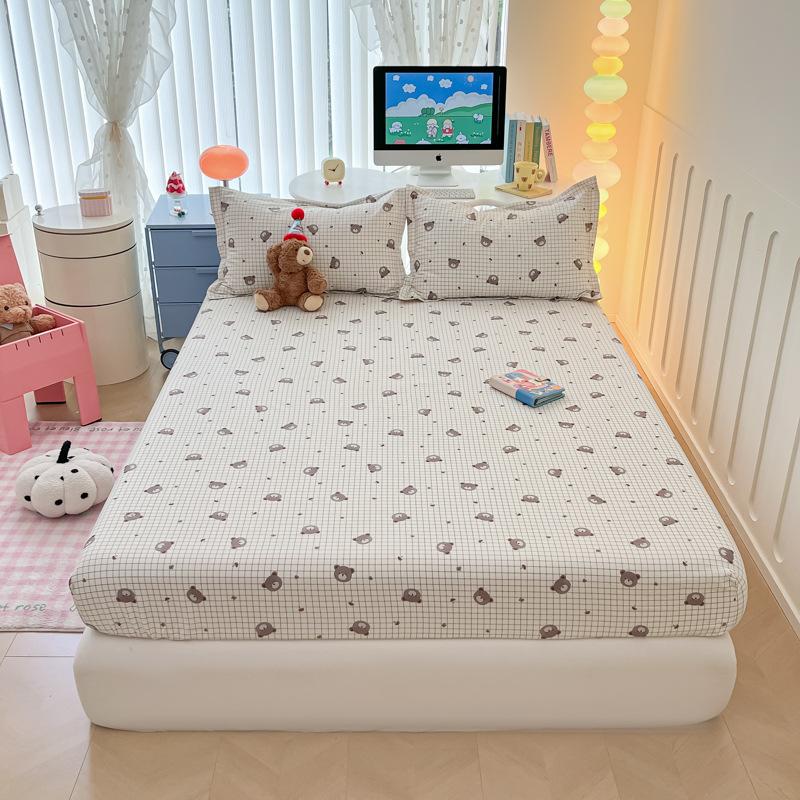 Saltea din bumbac pur, o singură bucată, husă protectoare pentru saltea 100% bumbac, husă de pat, cearceaf de pat pentru copii, model saltea din trei piese.