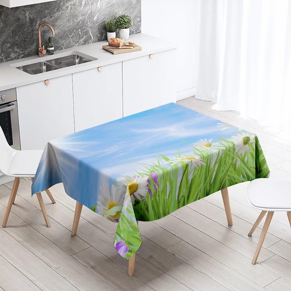 Blauer Himmel Landschaft Tischdecke Heimdeko Fleckenabweisend Wasserdicht Dekoration Rechteckig Küche Kamin Arbeitsplatte